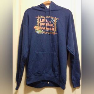 Brand New Navy Blue ‘Life is an Adventure’ Graphic Hoodie - Size L
